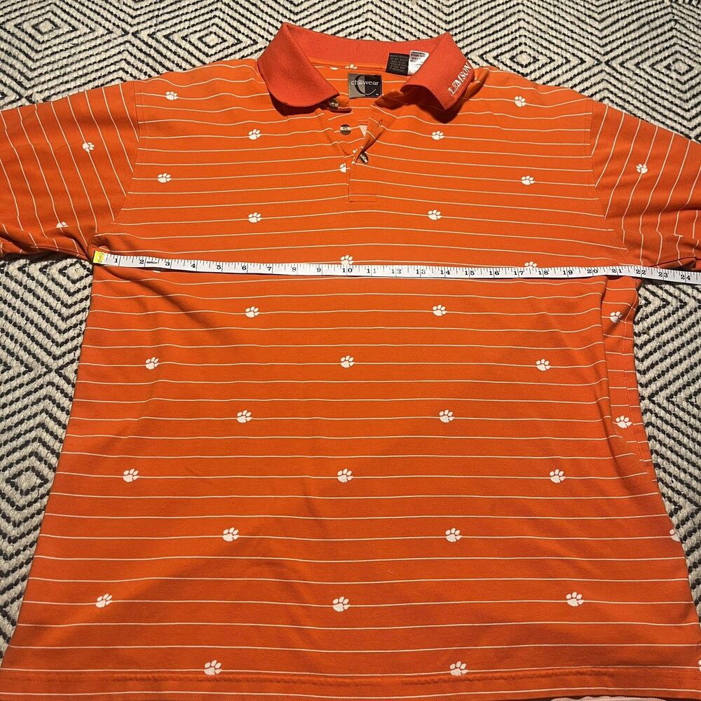 Clemson Tigers Chiliwear Polo Golf Shirt Large Orange Paw Embroidered 100%Cotton - Picture 2 of 6